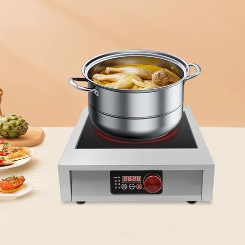 3500W Commercial Induction Cooktop, Stainless Steel Countertop Burner