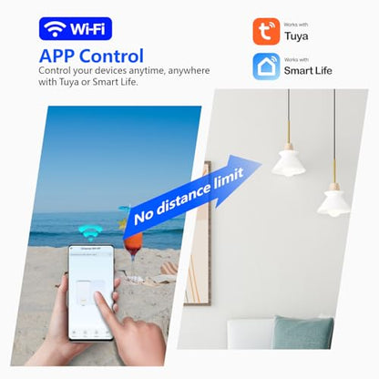 DieseRC Tuya 2-Channel WiFi Smart Switch, AC 90V - 250V 220V Passive Output Relay Module, with 2X RF Remote Control, Compatible with Alexa/Google Home - style: AC-2CH