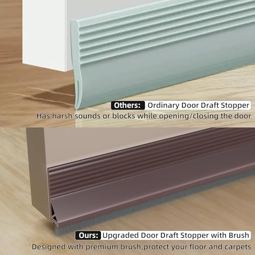 Esufeir 39”X2 Under Door Draft Stopper with Brush,Brown - color: Brown, size: 39" X 2Pack