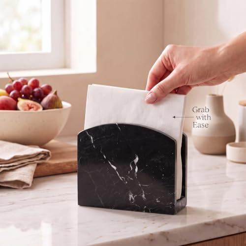 Radicaln Marble Napkin Holder for Table 6.5" Paper Napkin Dispenser Stand - color: Black