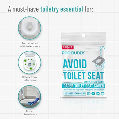 PeeBuddy Disposable Paper Toilet Seat Covers (Pack Of 60) | No Direct Contact with Unhygienic Seats| Easy To Dispose| Nature Friendly| Must Have For Women - size: 60 Seat Covers