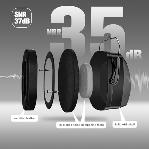 ProCase Extra Large SNR 37dB Hearing Protection Ear Muffs - color: Black