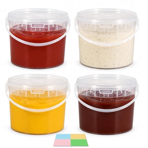 4 Pack 1.6 Gallon Plastic Bucket with Lid, Round Food Grade Large Storage Container for Water, Paint, Ice & Daily Use - color: Transparent, size: 1.6 Gallon