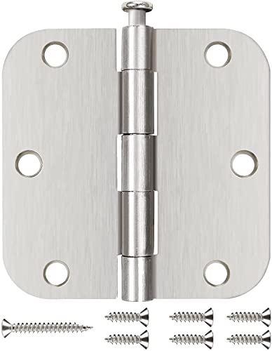 Brushed Nickel Door Hinges 3.5 Inch 30 Pack Interior with 5/8" Radius - color: Satin Nickel, size: 30 Pack