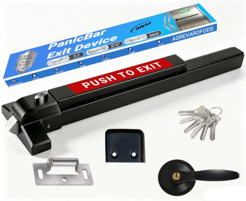 31.5" Panic Exit Device with Keyed Lever, 304 Stainless Steel, Black - color: Black