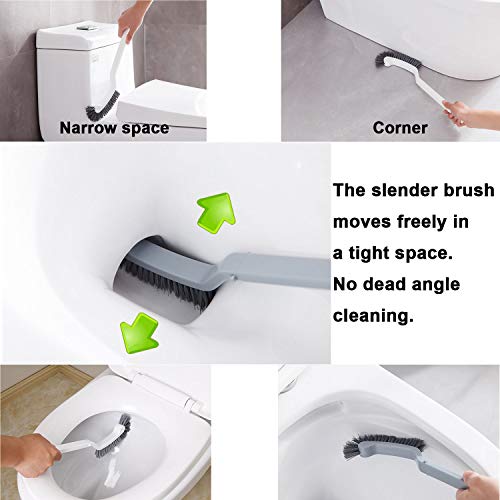 Bathroom Brushes Kitchen Cleaning Brush Set Toilet Bowl Brush Scrub Brush Home Cleaner Floor Stiff Bristles with Adhesive Hooks Plastic Handle Durable 13.5-Inch Deep Cleaning - color: White