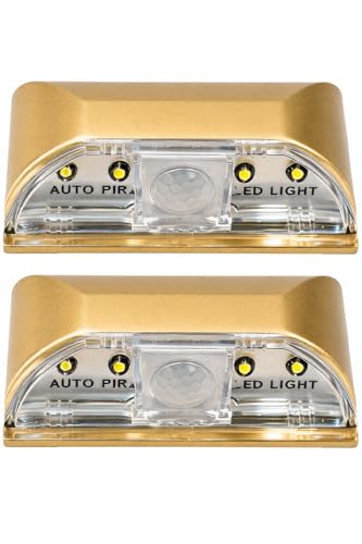 2Pack Keyhole Light 4 LED -Battery Operated Outdoor Motion Sensor 3m Detection Range for Key Light,Front Porch,Night Lights,Outdoor (Gold) - color: 2Pack-Gold