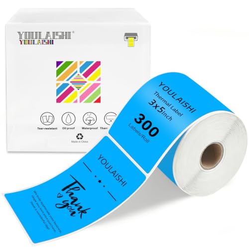 3 x 5 inch Home Moving Box Labels for Storage Bins 300pcs Colored Blank Label Sticker for Shipping Thermal Printer Color Coding Rectangle Moving Labels for Packing Boxes Sky Blue - color: Sky Blue