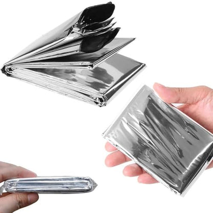 Emergency Foil Blanket 50 Pack Survival Thermal Mylar Reflective Blankets - color: Silver (50 Pack)