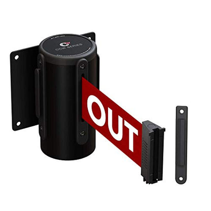 Crowd Control Warehouse WMB-120 Fixed Wall Mount Retractable Belt Barrier - color: Red"DANGER : KEEP OUT"