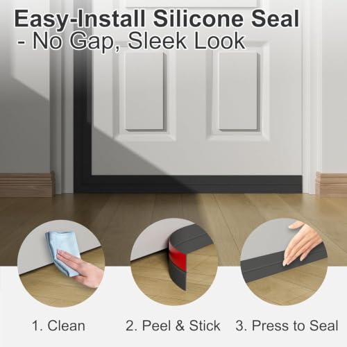 Elvone Weather Stripping Door Seal, 36ft Adhesive Silicone Strip, Black - color: Black, size: 36ft x 1 in