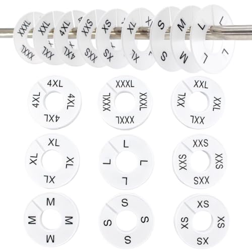 45Pcs Clothing Size Dividers Round Plastic White - color: White-9 Sizes (Xxs-xxxxl)