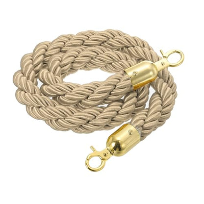 MECCANIXITY Twisted Stanchion Rope 3.28 Ft/1 M, Barrier Rope Twisted Post Ropes with Snap Hooks for Posts Stands Queue Divider Crowd Control, Champagne Golden - color: Champagne Golden, size: 3.28 Ft