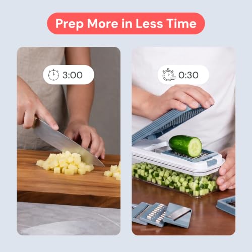 Fullstar Essential Vegetable Chopper & Mandoline Slicer 8-in-1 Kitchen Tool - color: Blue