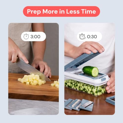 Fullstar Essential Vegetable Chopper & Mandoline Slicer 8-in-1 Kitchen Tool - color: Blue