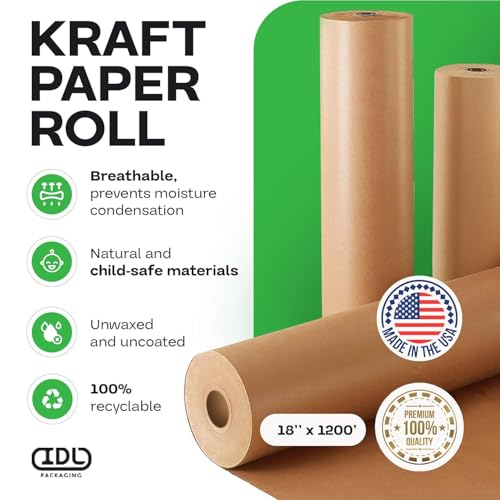 Kraft Paper Roll for Moving Supplies & Shipping, 18" x 1200 Ft - USA-Made - size: 18" x 1200'