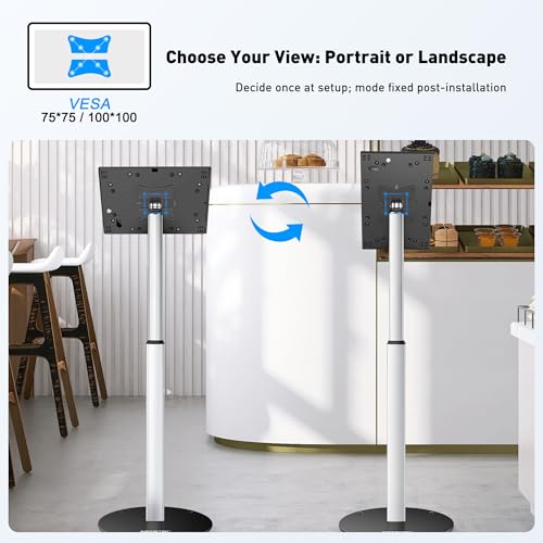 AboveTEK Anti Theft iPad Floor Stand, Robust Security Kiosk POS Tablet Stand, Height Adjustable Secure Holder Enclosure w/Lock and Key Mechanism for iPads/iPad Air/iPads Pro, Ideal for Retail Business - size: 9.7"/10.2"/10.5" iPad