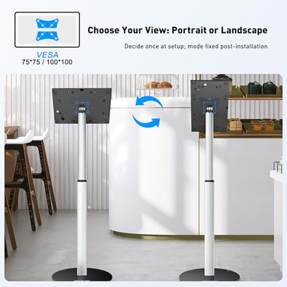 AboveTEK Anti Theft iPad Floor Stand, Robust Security Kiosk POS Tablet Stand, Height Adjustable Secure Holder Enclosure w/Lock and Key Mechanism for iPads/iPad Air/iPads Pro, Ideal for Retail Business - size: 9.7"/10.2"/10.5" iPad