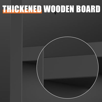 48”W * 20”D * 38”H - Cash Wrap Wood Counter - Black Register Counter with 3 Heights Adjustable Shelf - color: Black, size: 4 FT