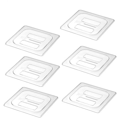 6-Pack Clear Polycarbonate Handled Lids for 1/6 Size NSF Food Pans - color: 1/6 Size, size: Handled Lids