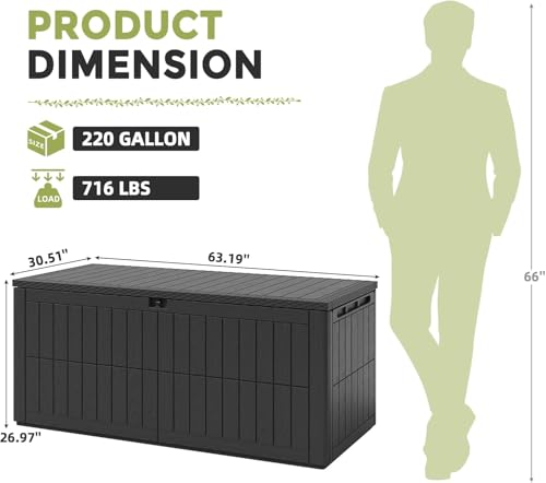 UDPATIO Deck Box - color: Black, size: 220 Gallon