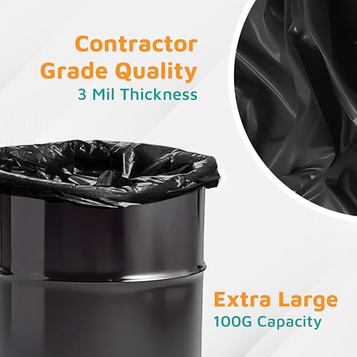 PlasticMill Contractor Bags Heavy Duty, 100-Gallon, Black, 10-Count - color: Black
