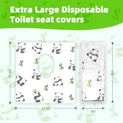 Upgraded Disposable Toilet Seat Covers (20 Pack) - Waterproof, Cute Panda Print, Travel-Friendly Individual Packs, Suitable for Kids & Adults, Perfect for Toddlers’ Potty Training in Public Restrooms