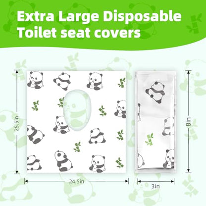 Upgraded Disposable Toilet Seat Covers (20 Pack) - Waterproof, Cute Panda Print, Travel-Friendly Individual Packs, Suitable for Kids & Adults, Perfect for Toddlers’ Potty Training in Public Restrooms