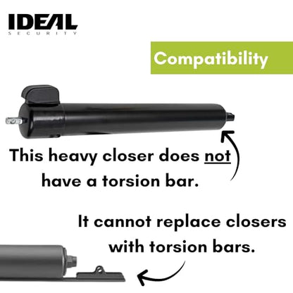 Ideal Security 9700 Heavy Pneumatic Touch & Hold Storm and Screen Door Closer for Wood, Aluminum, and Vinyl Doors, Silent and Smooth Closing, 11.5", Black - style: Black