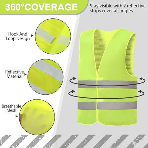 36 Pack High Visibility Safety Vests Mesh Security Vest with Reflective Silver Strips Construction Vest Bulk - color: Yellow