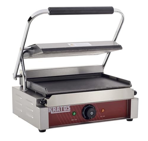 Kratos Commercial Electric Panini Sandwich Grill with Smooth Plates - size: Medium w/ Smooth Plates