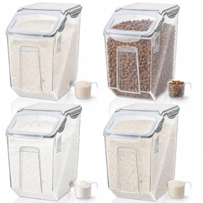 Umigy 4 Pack 30 LB Airtight Dog Food Storage Container with Wheels, White - color: White