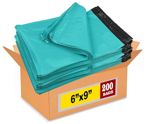 iMBAPrice Teal Poly Mailers, 6 x 9 Inch #1, 200-Pack - color: Teal, size: 6" X 9"
