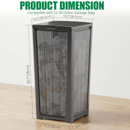 30 Gallon Outdoor Trash Can with Lid, Resin Garbage Can, Black - color: Black, size: 30 Gallon