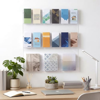 Sherr Acrylic Brochure Holder Wall Mount with Removable Dividers, Wide High Capacity Literature Display Stand for 4''x 9'', 8.5''x11'' Pamphlets, 26.7'' x 30.7'' for High-traffic Lobbies Events - size: 26.7'' x 30.7''