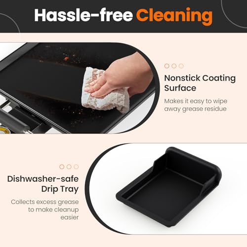 Costzon 35.5" Electric Griddle, 1400W Nonstick Extra Large Griddle, Long Table Top Grill w/5-Level Temp & Drip Tray, Indoor Outdoor Cooking Plates Teppanyaki Grill for Pancake, BBQ, Camping Gatherings - size: 35.5"