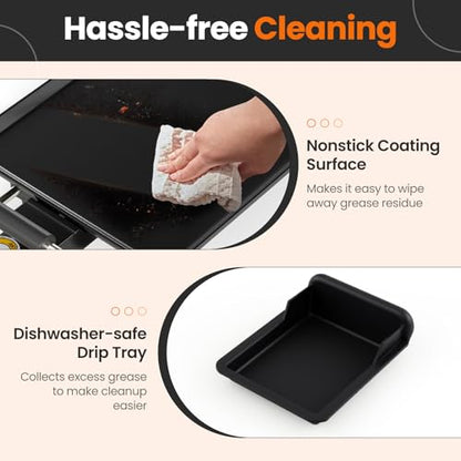 Costzon 35.5" Electric Griddle, 1400W Nonstick Extra Large Griddle, Long Table Top Grill w/5-Level Temp & Drip Tray, Indoor Outdoor Cooking Plates Teppanyaki Grill for Pancake, BBQ, Camping Gatherings - size: 35.5"