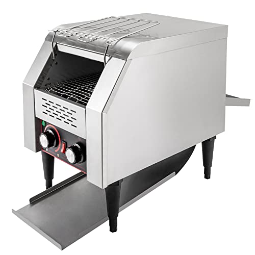 Commercial Conveyor Toaster 150PCS / Hour Toasting Bread Bagels 110V Electric Countertop Belt Machine for Restaurant Home Bread Bagel Breakfast, 1300W Stainless Steel Heavy Duty Industrial Toasters - color: Silver - G
