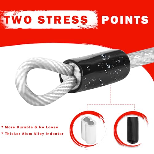1/8" Stainless Steel Security Cable Luggage Lock, Double Loop, 2Pack - color: Gray, size: 4ft (2Pack)