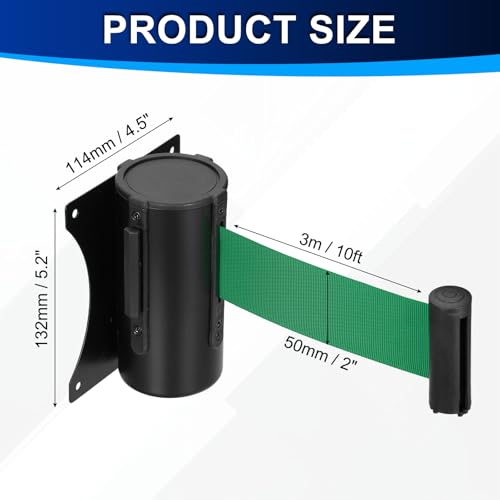 PATIKIL Fixed Wall Mount Retractable Belt Barrier 10 Feet, Green 1 Pcs - color: Green, size: 10 Feet