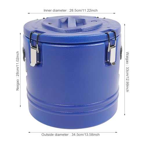 Insulated Food Carrier Insulated Soup Container 20L/5.3Gal Commercial Food Warmer Hot Box for Hot Cold Food Insulation Barrel Cooler Stainless Steel Lining w/Dust Cover for Restaurant Canteen - color: 20L-Blue