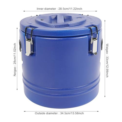 Insulated Food Carrier Insulated Soup Container 20L/5.3Gal Commercial Food Warmer Hot Box for Hot Cold Food Insulation Barrel Cooler Stainless Steel Lining w/Dust Cover for Restaurant Canteen - color: 20L-Blue