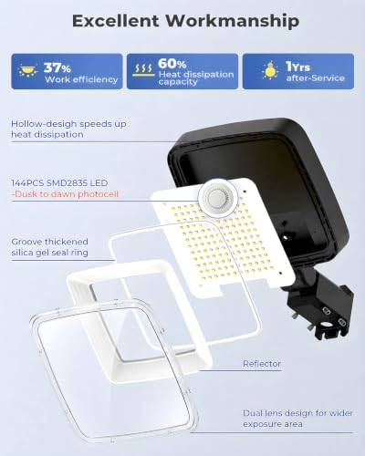 150W LED Parking Lot Light, 21000LM LED Dusk to Dawn Street Light 6500K