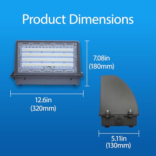 80W LED Wall Pack Light, with Dusk to Dawn with Photocell, 10400LM 80W/60W/40W Switchabie, 3000K/4000K/5000K Adjustable, 100-277 Vac Commercial Industrial LED Wall Light for Outdoor ETL