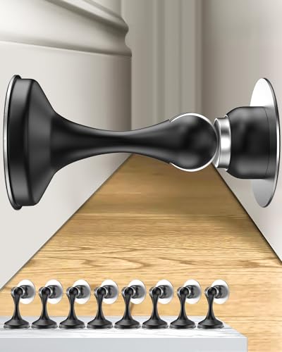 Crosize Magnetic Door Stoppers 8 Pack, Stainless Steel Door Stops, Black - color: Black, size: 8 Pack