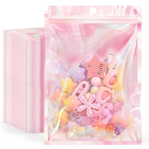 FUNFERY 100 Pack,Rainbow Clear Window Smell Proof 4x6 inch Holographic Bags - color: Rainbow-100P, size: 4x6 inch