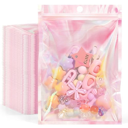 FUNFERY 100 Pack,Rainbow Clear Window Smell Proof 4x6 inch Holographic Bags - color: Rainbow-100P, size: 4x6 inch