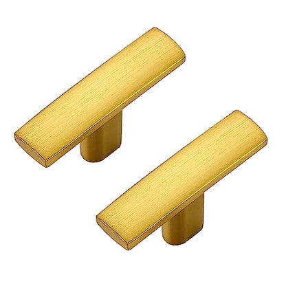 5 Pack Brushed Brass Cabinet Knobs, 2in Length Curved Bar Drawer Pulls - color: Brushed Brass, size: 5 Pack, style: Curved