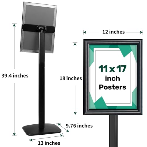 3 Pack Heavy Duty Pedestal Sign Holder 11 x 17" Floor Standing Sign Holder - color: Black, size: 11x17in-3p