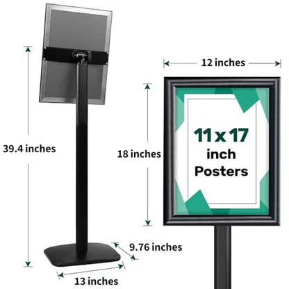 3 Pack Heavy Duty Pedestal Sign Holder 11 x 17" Floor Standing Sign Holder - color: Black, size: 11x17in-3p